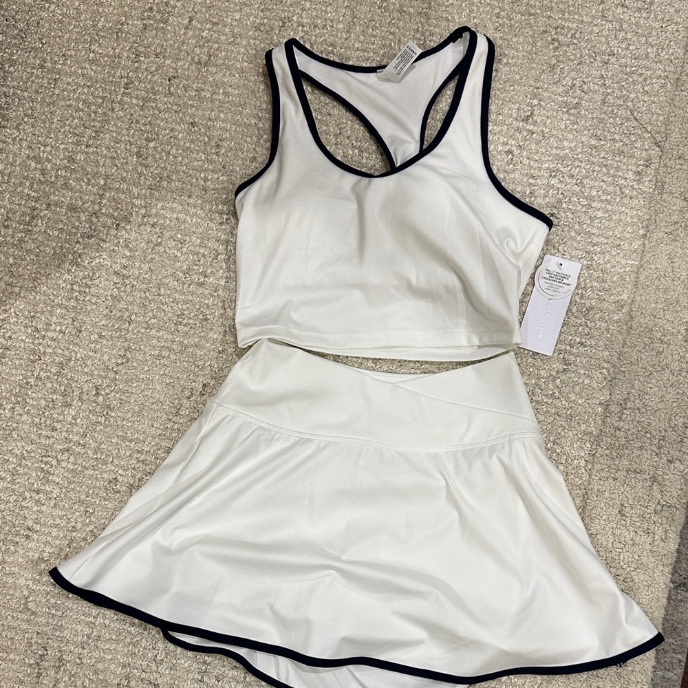 Yogalicious White and Navy Tank and Skort
